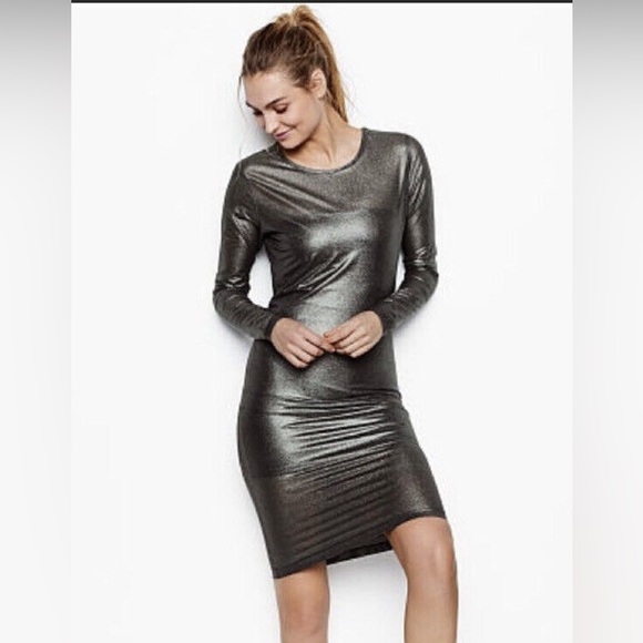 NWT Victoria Sport Metallic Mesh Bodycon Dress XS - Picture 2 of 6